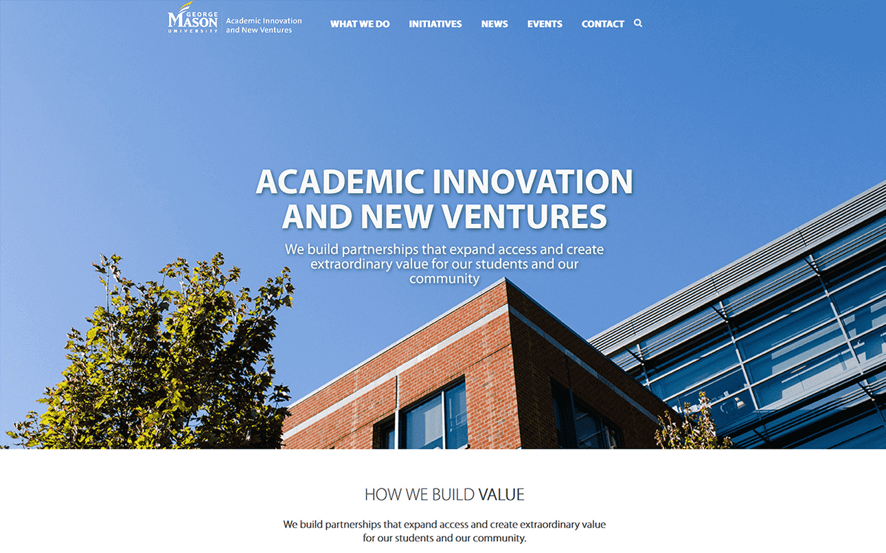 A University Innovation Center Website Mackbook