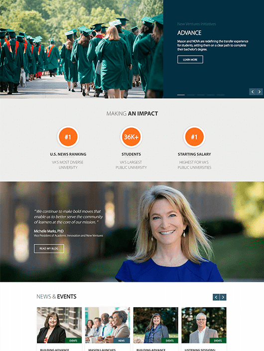 A University Innovation Center Website Tablet